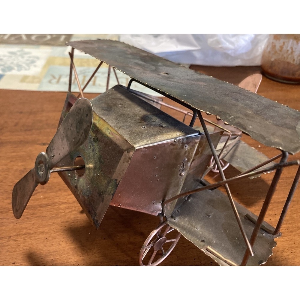 Handmade Metal Biplane‎ Airplane Music Box Collectible Vintage Style Home Decor
